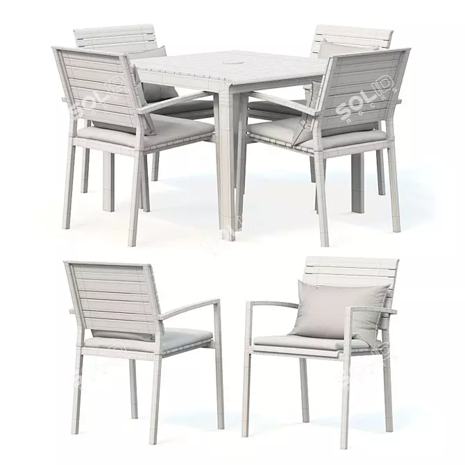Modern Rocha II Dining Set - Stylish and Elegant Combination 3D model image 3