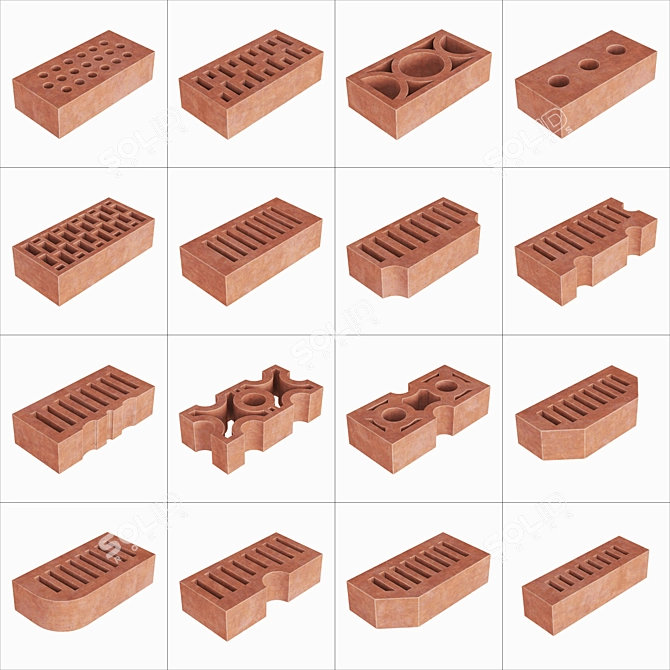 Premium Building Bricks Set 3D model image 1