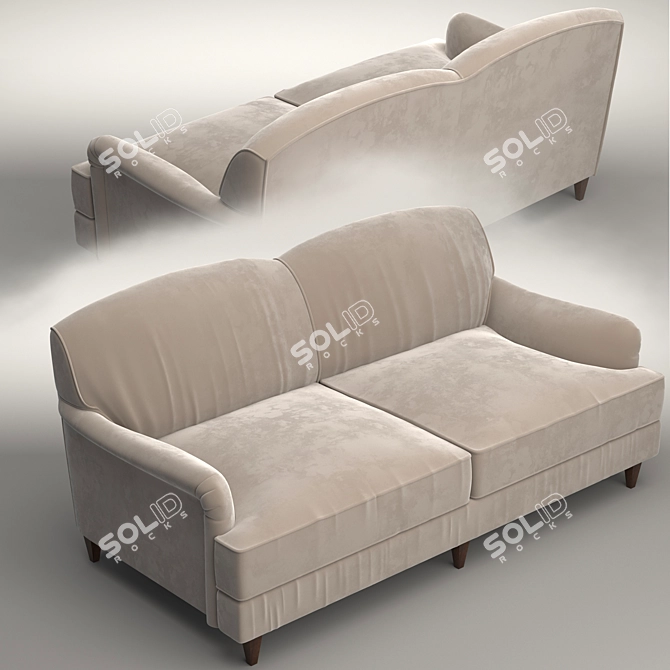 Luxurious Velvet Dorset Sofa 3D model image 2