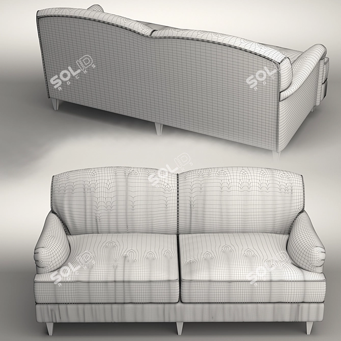 Luxurious Velvet Dorset Sofa 3D model image 3