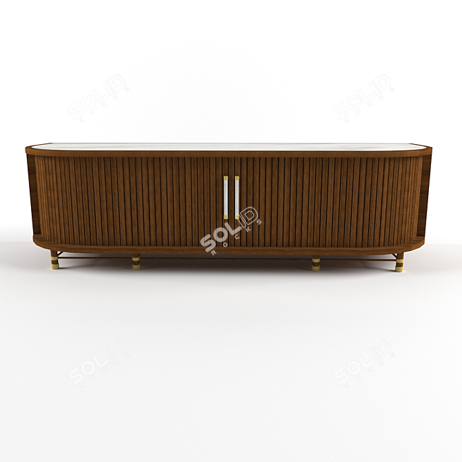 Modern Tambour Media Cabinet: Sleek Design, Spacious Storage 3D model image 1