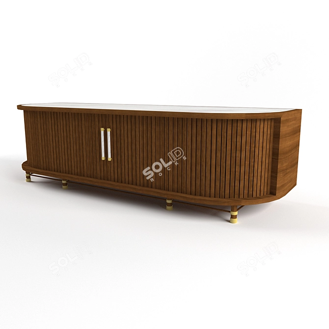 Modern Tambour Media Cabinet: Sleek Design, Spacious Storage 3D model image 2