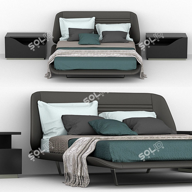 Reflex Segno Letto: Designer Bed with Quilted Headboard 3D model image 1