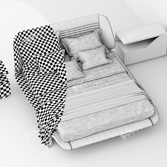 Reflex Segno Letto: Designer Bed with Quilted Headboard 3D model image 3