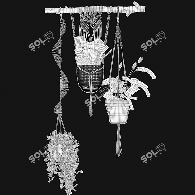 Adorned Hanging Pot Set 3D model image 2