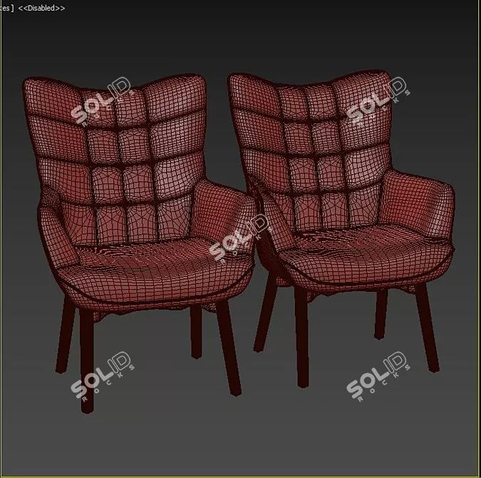 Elegant Tufted Armchair 3D model image 3