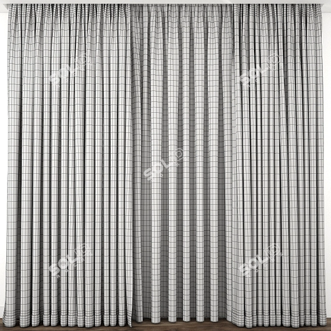  Elegant Detailed Curtain Model 3D model image 3