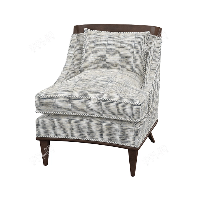 Elegant Velvet Armchair 3D model image 2