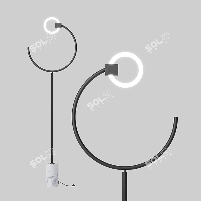 Minimalist Marble Base Floor Lamp 3D model image 2