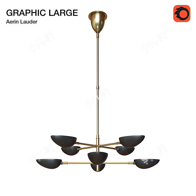 Vintage Black Brass Ceiling Light 3D model image 1