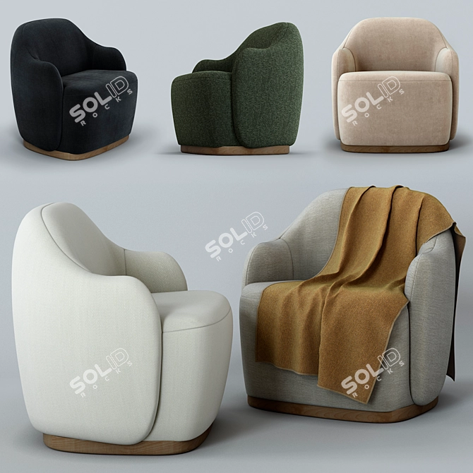 Sleek Barba Armchair: Modern Elegance by Fogia 3D model image 1