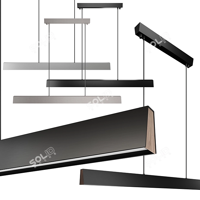 Sleek Flair LED Suspension Light 3D model image 1