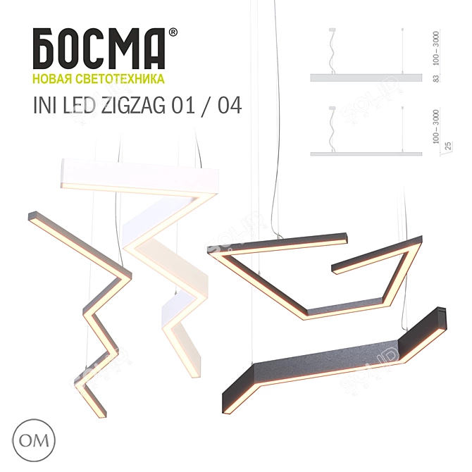  BOSMA LED Zigzag Pendant Lights 3D model image 1