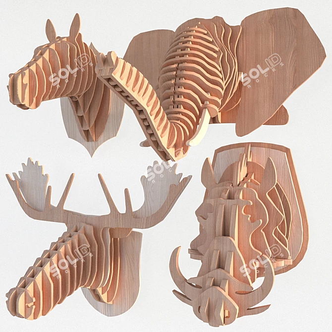 Wildlife Wonders: 3D Animal Trophy Heads 3D model image 1