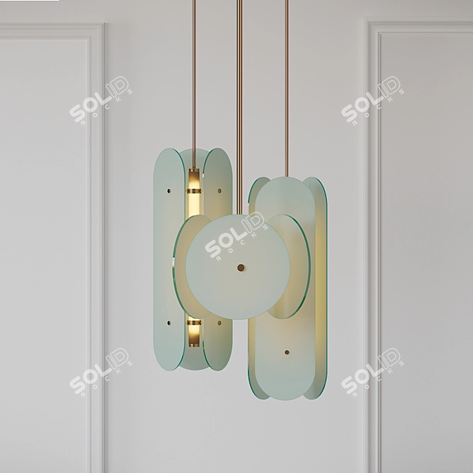 Elegant Bronze & Opal Pendant 3D model image 1