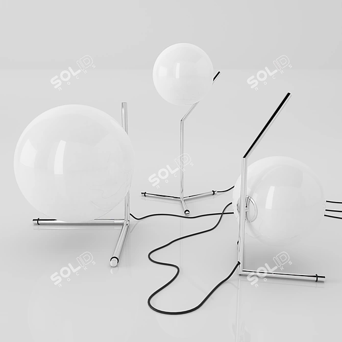 Elegant Blown Glass IC Lights Table 3D model image 2