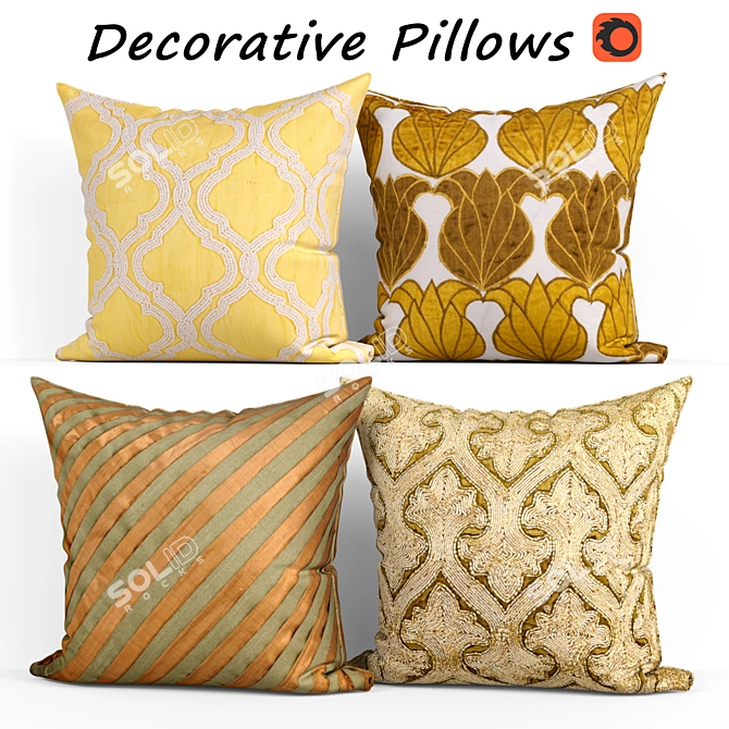 Luxury Olive Green Decorative Pillows 3D model image 1