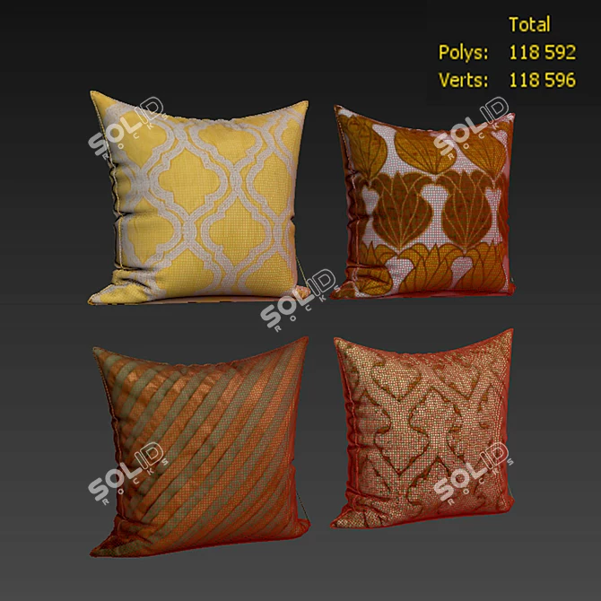 Luxury Olive Green Decorative Pillows 3D model image 2