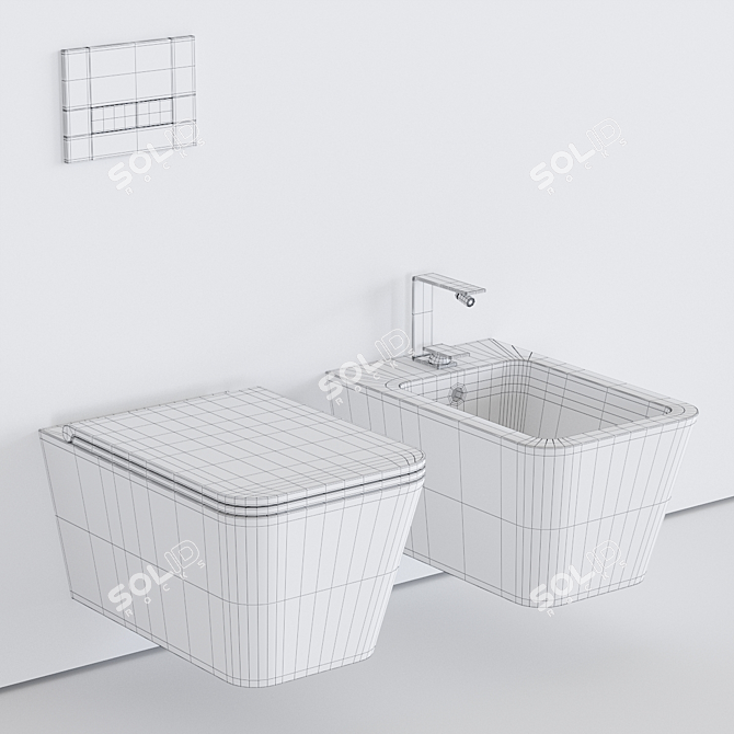 Alice Hide Wall-Hung WC Set 3D model image 3