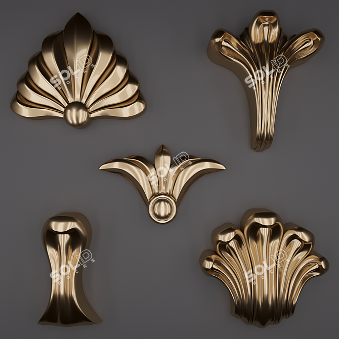 3D Trim Ornaments: 5 Designs 3D model image 1