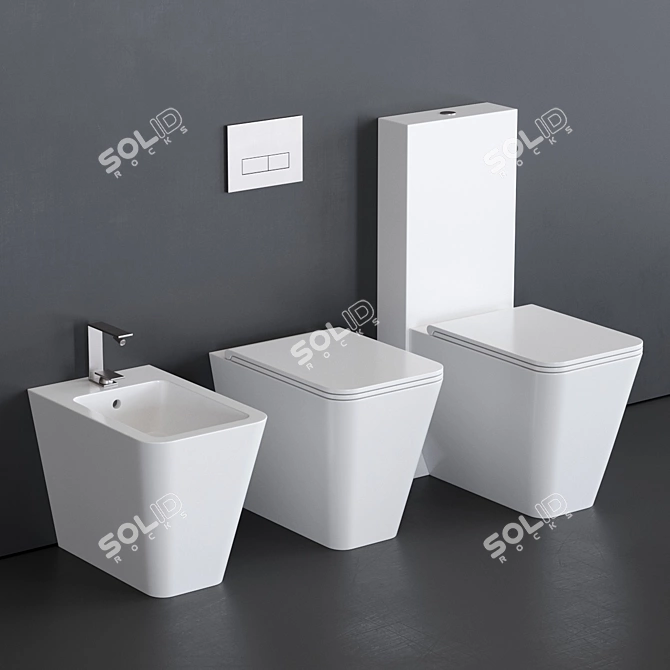 Hide Ceramica: Designer Close-Coupled Toilet 3D model image 1