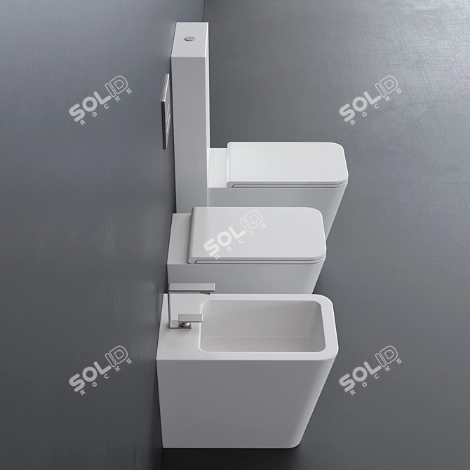 Hide Ceramica: Designer Close-Coupled Toilet 3D model image 2