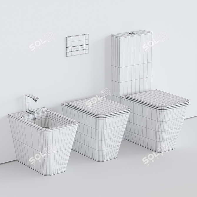 Hide Ceramica: Designer Close-Coupled Toilet 3D model image 3