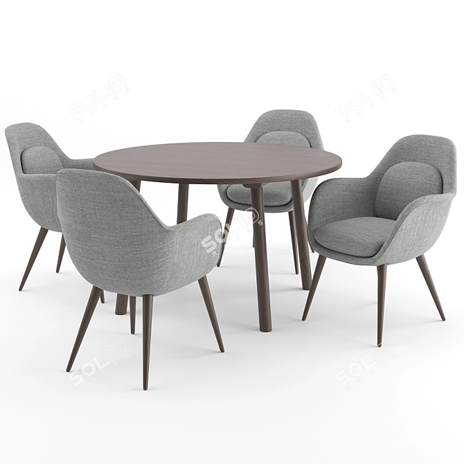 Modern Danish Design: Swoon Chair + Taro Table 3D model image 1