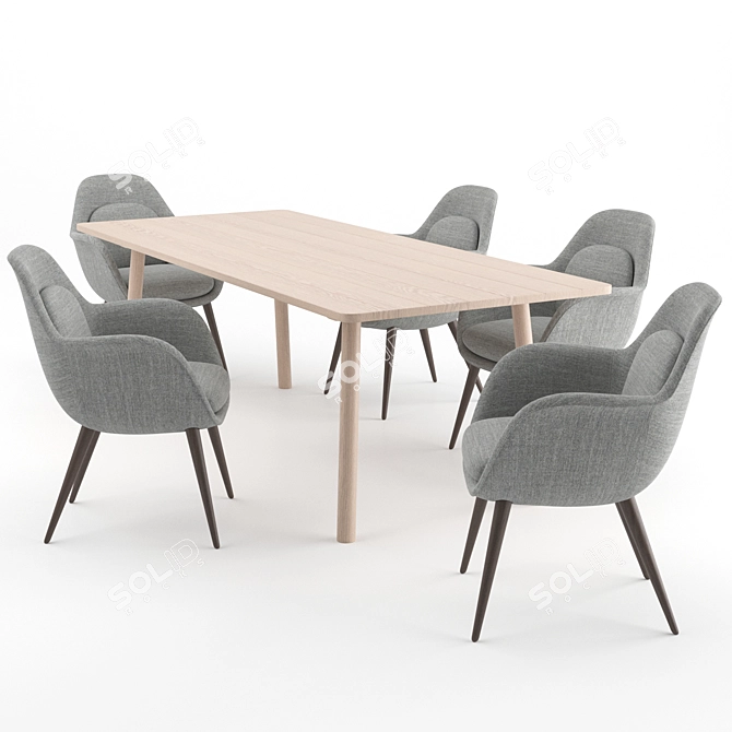 Modern Danish Design: Swoon Chair + Taro Table 3D model image 2