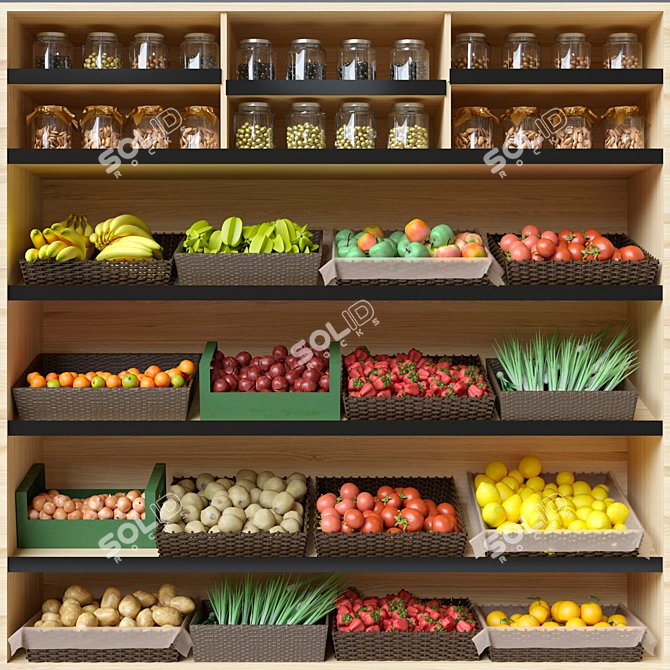  Multi-Purpose Storage Rack: Fruits, Vegetables, Cereals 3D model image 1