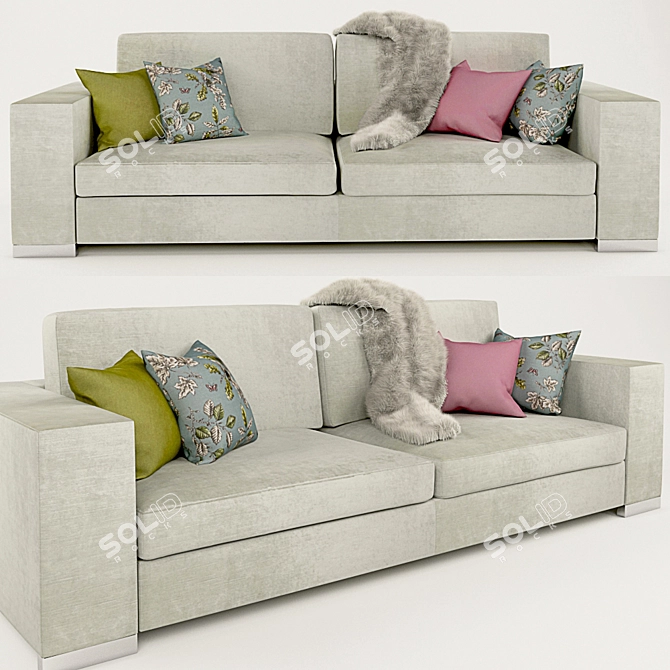 Anaric Beige Fabric Sofa 3D model image 1