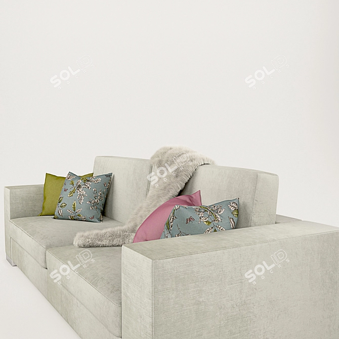 Anaric Beige Fabric Sofa 3D model image 2
