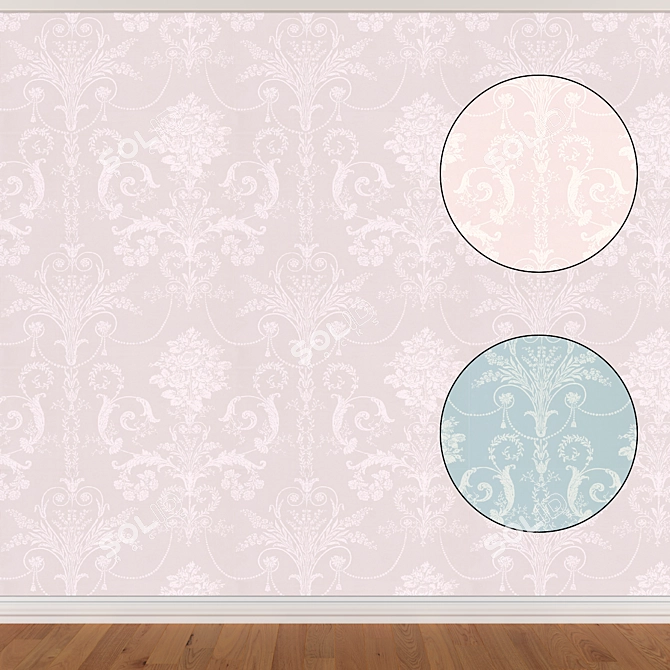 Seamless Wallpaper Set in 3 Colors 3D model image 1