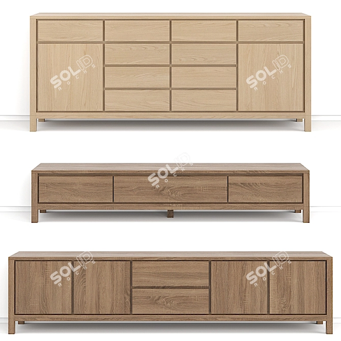 Karpenter Solid Wood TV Sideboard 3D model image 1