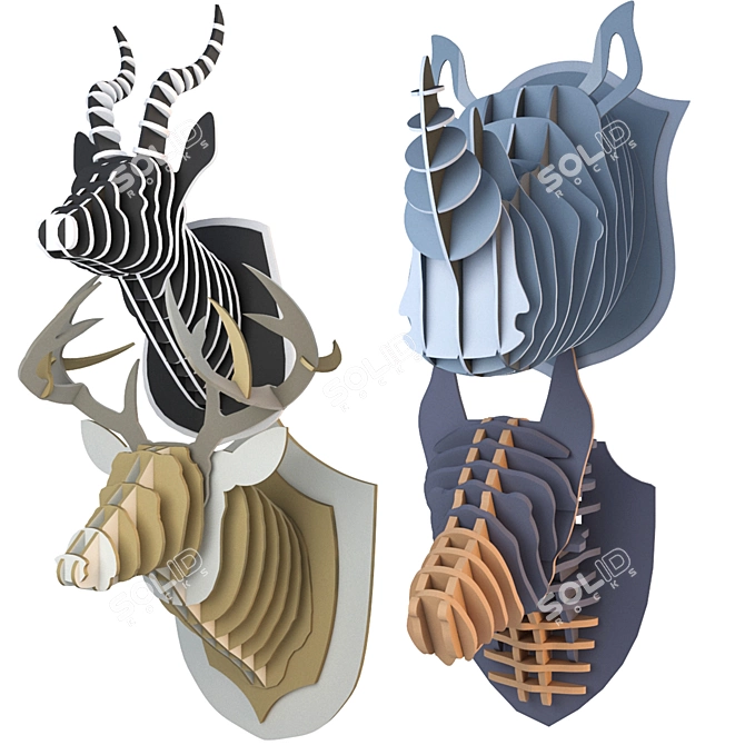 Unique Animal Trophy Wall Decor 3D model image 1