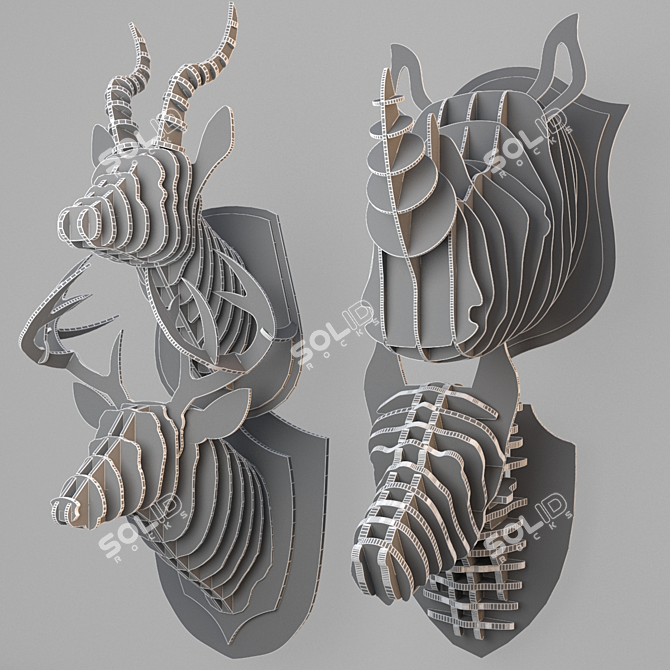 Unique Animal Trophy Wall Decor 3D model image 3