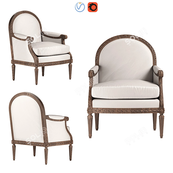 Elegant Taillardat Carpentier Armchair: 3D Model 3D model image 1