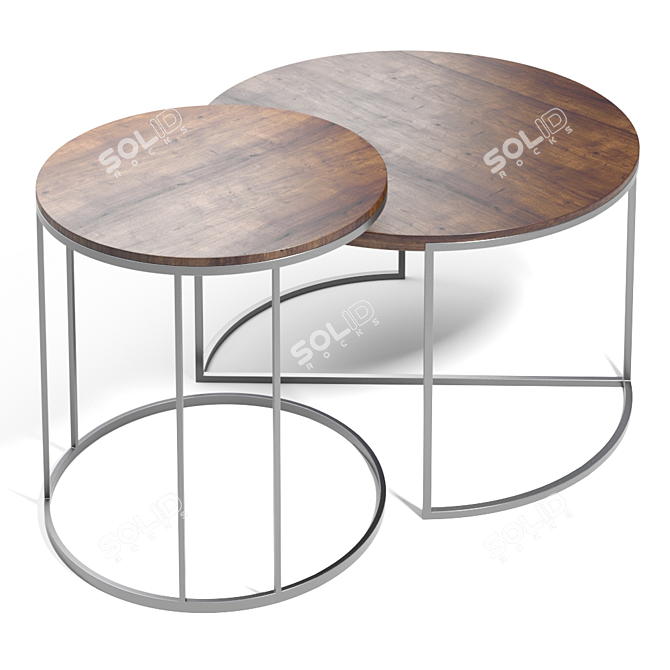 OPRIME Coffee Table 5: Elegant Wood & Metal Design 3D model image 1