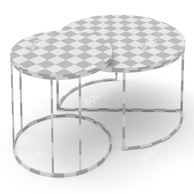 OPRIME Coffee Table 5: Elegant Wood & Metal Design 3D model image 2