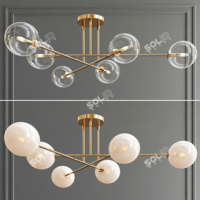 Elegant Brass 6-Light Chandelier 3D model image 1