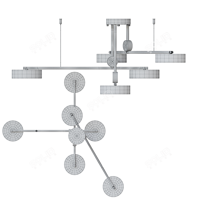 Technum LED Ceiling Chandelier With Rotating Shades 3D model image 3