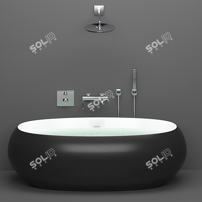 Modern Acrylic Bathtub Set 3D model image 1