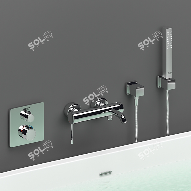 Luxury Acrylic Bath Set 3D model image 2