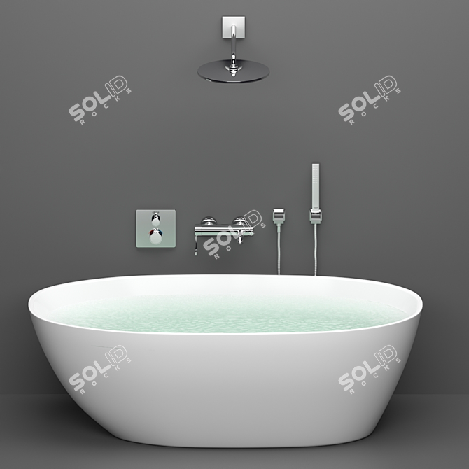 Luxury Acrylic Bathtub & GROHE Set 3D model image 1