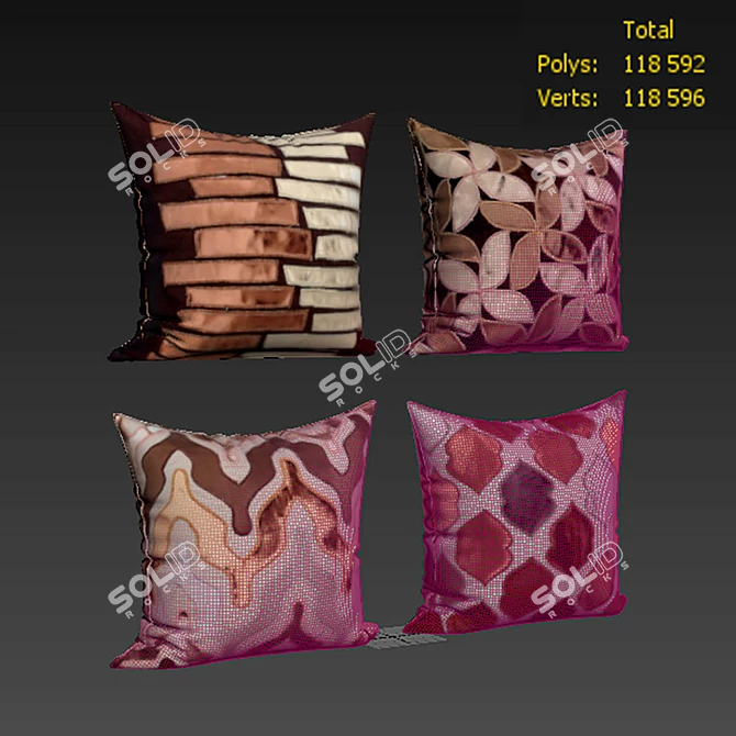 Elegant Decorative Pillow Set 3D model image 2