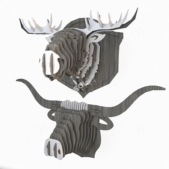 Wildlife Wall Mount: Animal Trophy Collection 3D model image 1
