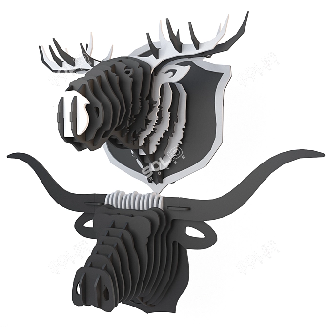 Wildlife Wall Mount: Animal Trophy Collection 3D model image 2