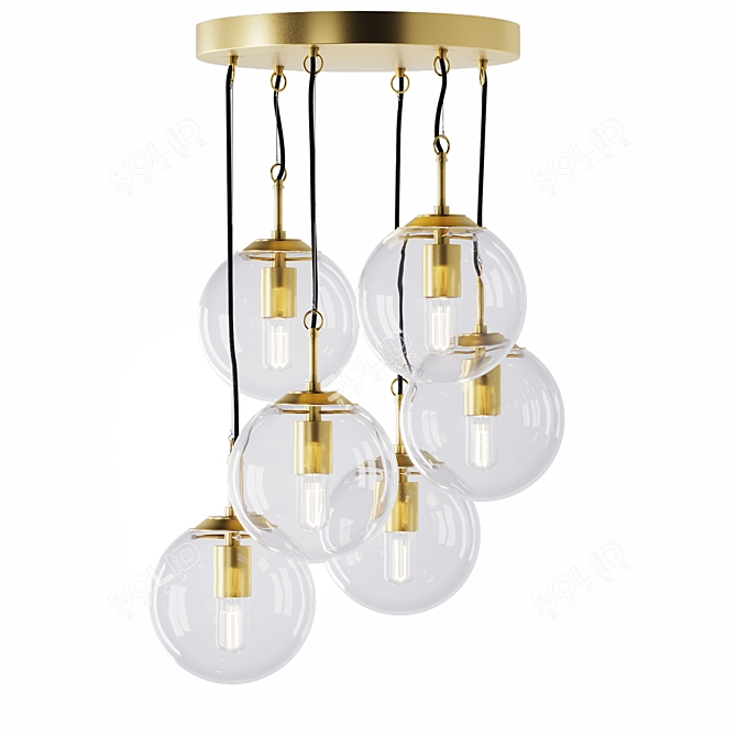 Elegant Glass and Brass Lamp 3D model image 2