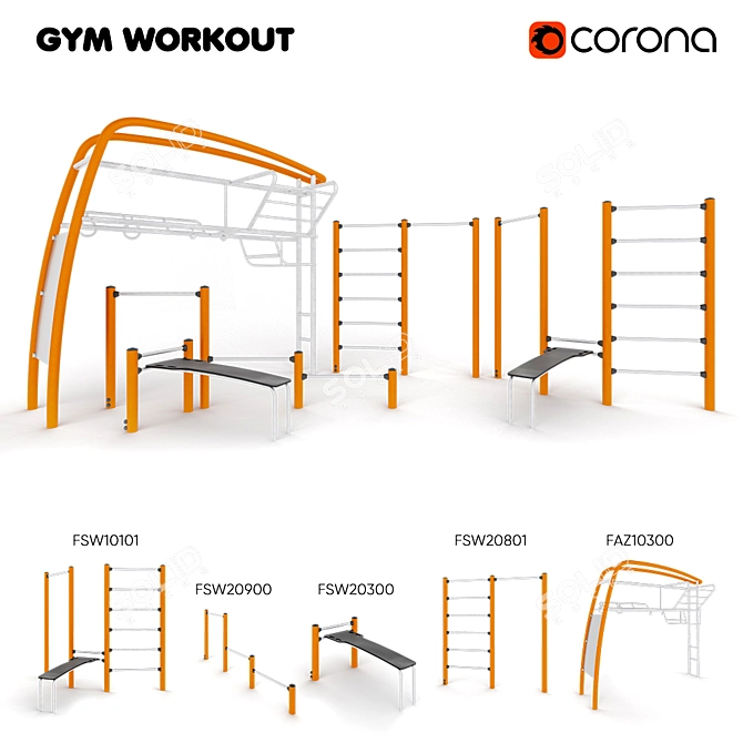 Kompan Cooling Gym: Innovative Equipment for Sports Areas 3D model image 1