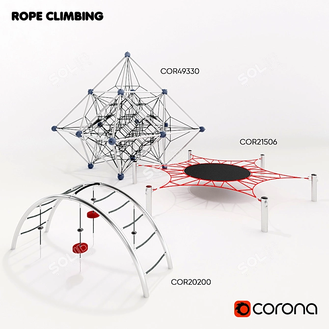 KOMPAN Climbing Set: Cartoktaedra Frame, Sixed Network, & Little Arch 3D model image 1